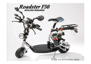 RoadsterRoadsterRoadsterRoadster F50F50F50F50
City and short journey vehicle
DEALERS REQUIREDDEALERS REQUIREDDEALERS REQUIREDDEALERS REQUIRED
 