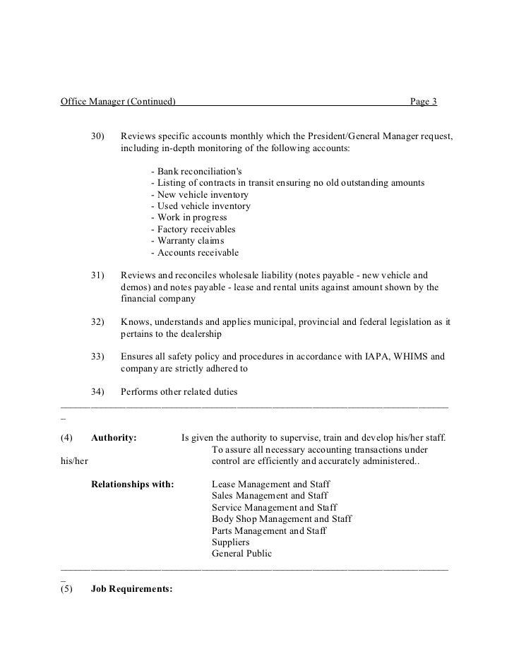 car sales manager job description