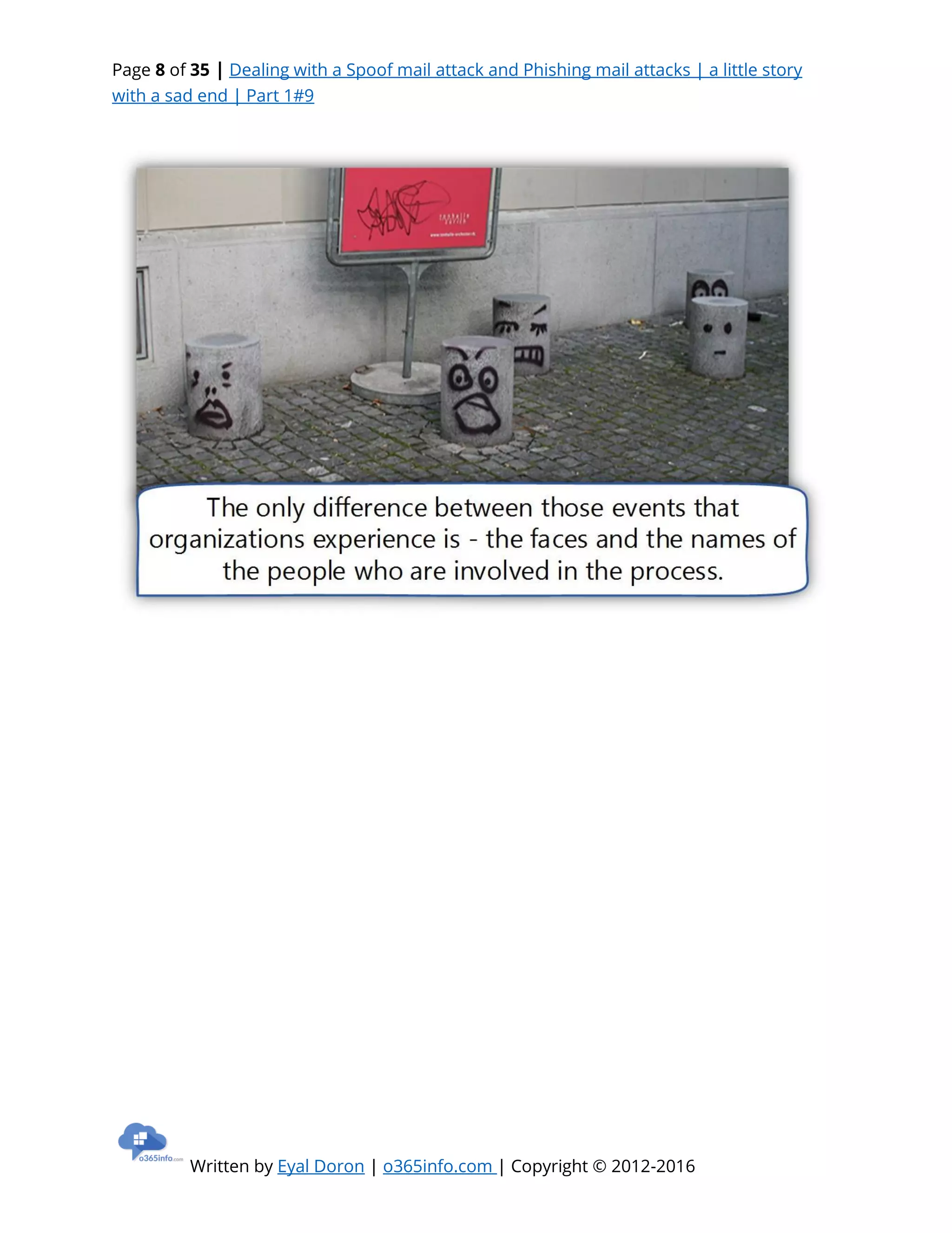 Page 8 of 35 | Dealing with a Spoof mail attack and Phishing mail attacks | a little story
with a sad end | Part 1#9
Written by Eyal Doron | o365info.com | Copyright © 2012-2016
 