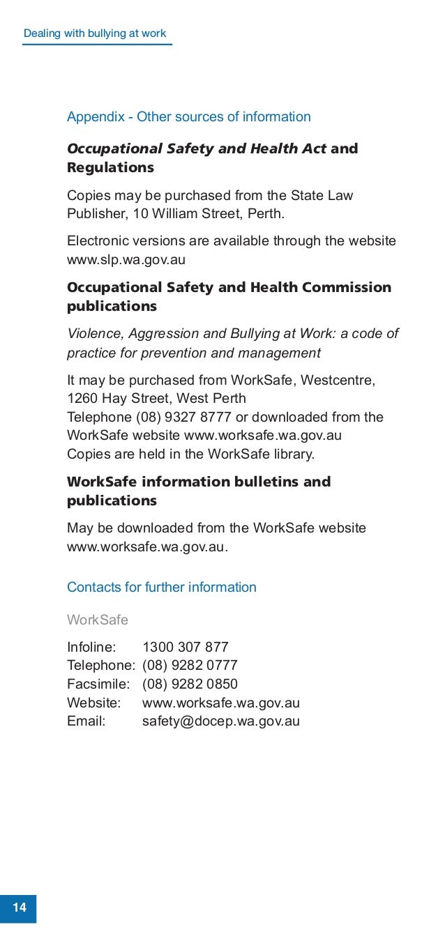 Dealing with bullying at work - A guide for workers