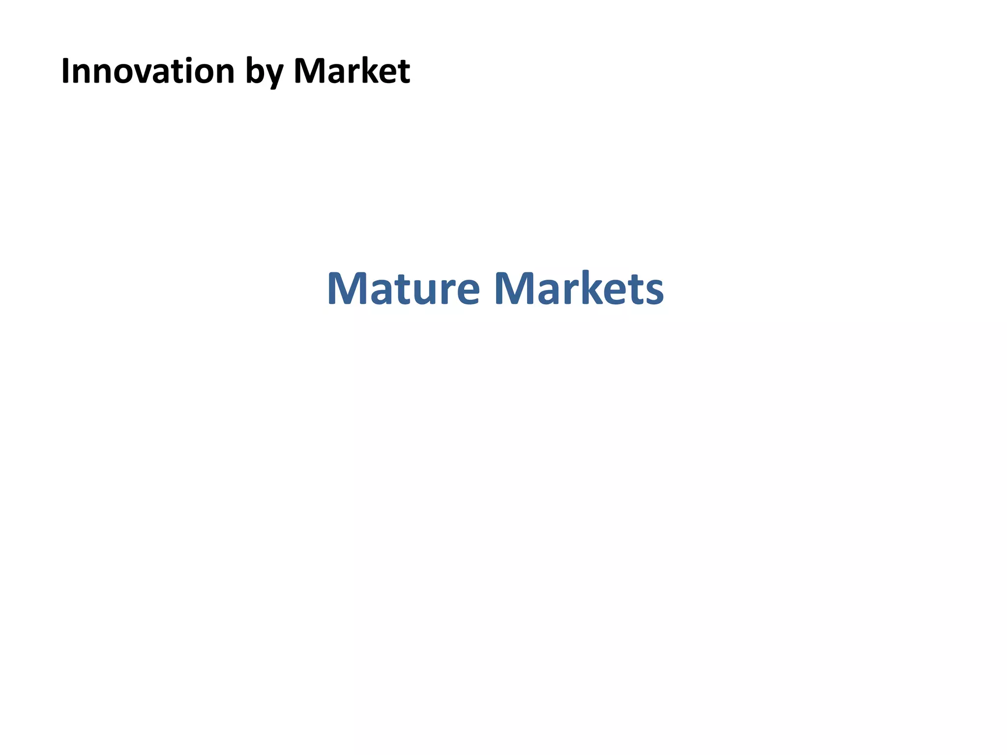 Innovation by Market
Mature Markets
 