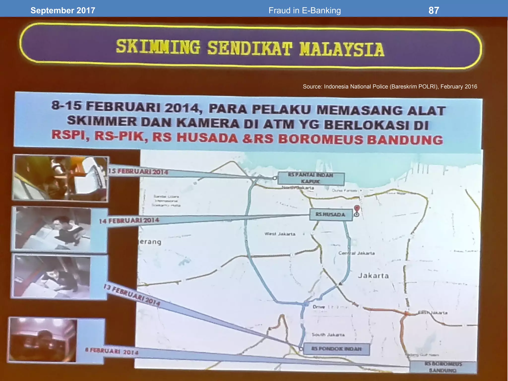 September 2017 Fraud in E-Banking 87
Source: Indonesia National Police (Bareskrim POLRI), February 2016
 