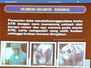 September 2017 Fraud in E-Banking 86
Source: Indonesia National Police (Bareskrim POLRI), February 2016
 