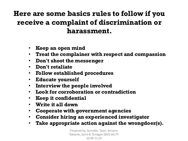 Dealing With Harassment And Discrimination Ethics 