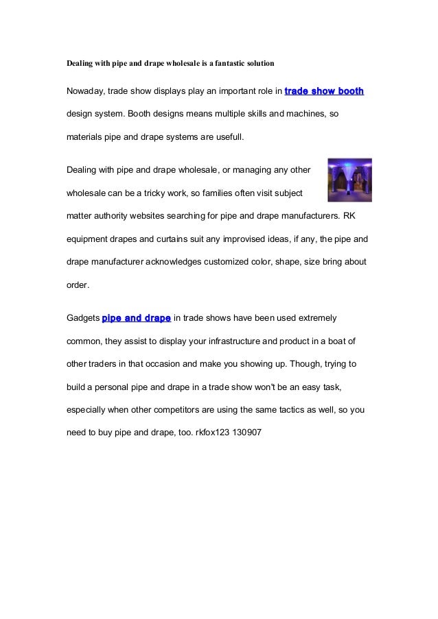 Dealing With Pipe And Drape Wholesale Is A Fantastic Solution