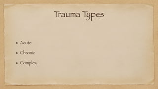 T
rauma T
ypes
Acute


Chronic


Complex
 