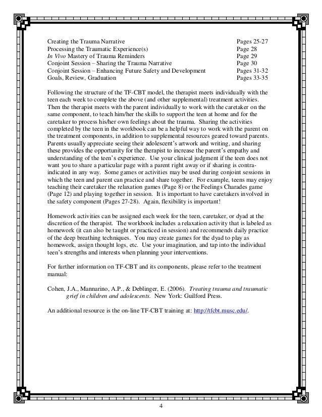 dealing with trauma a tf cbt workbook for teens