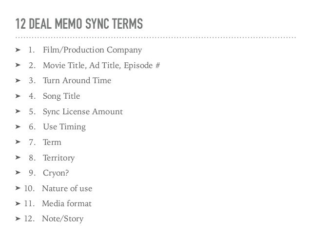 deal memo sync terms sync supervision clearance deal memo