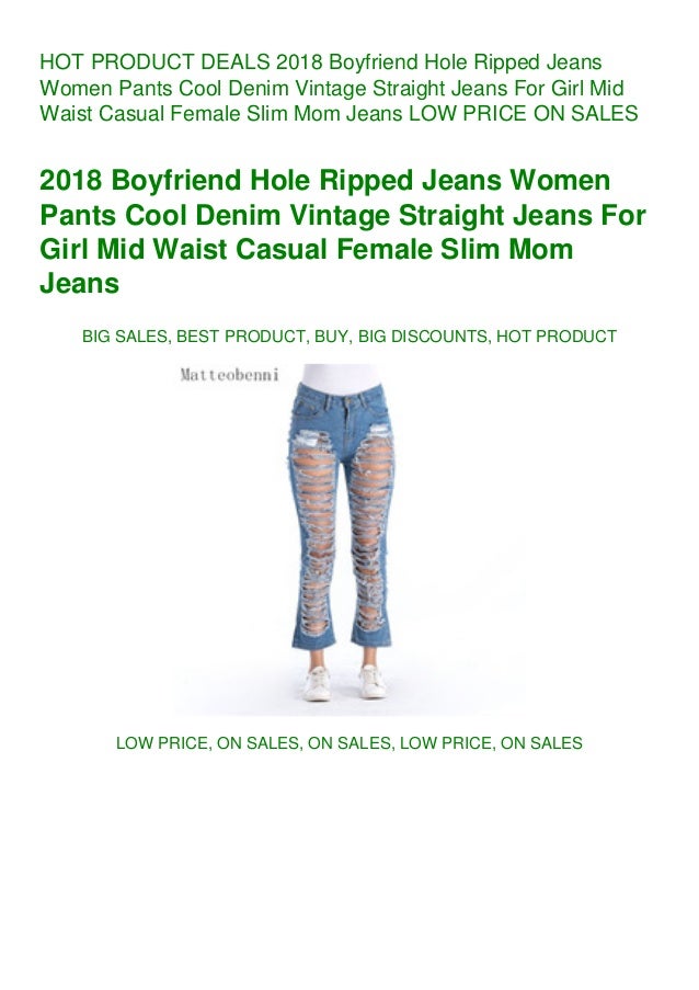 Deals 18 Boyfriend Hole Ripped Jeans Women Pants Cool Denim Vintage