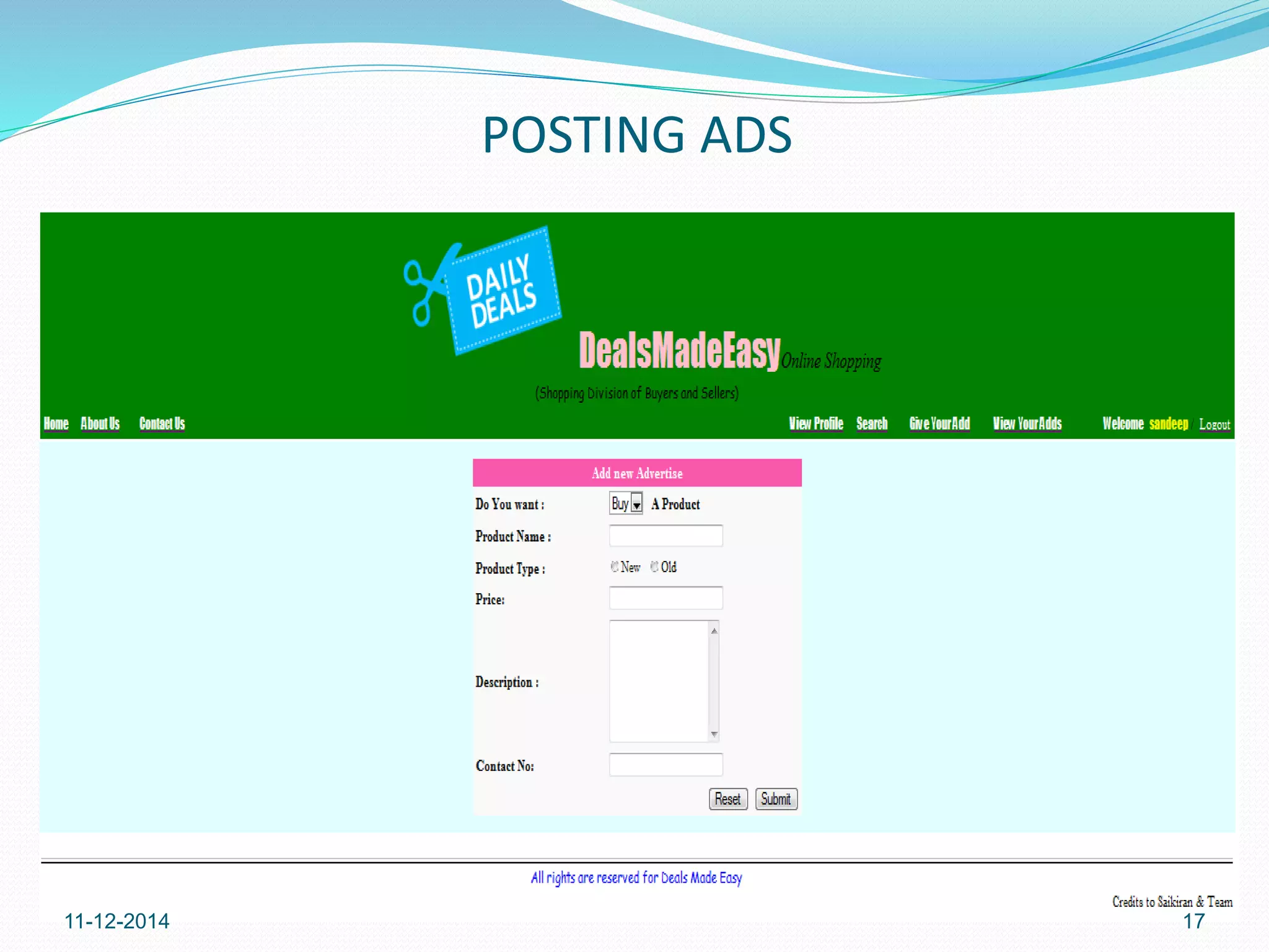 POSTING ADS 
11-12-2014 17 
 