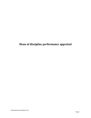 Dean of discipline performance appraisal
Job Performance Evaluation Form
Page 1
 