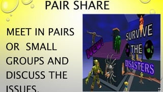 PAIR SHARE
MEET IN PAIRS
OR SMALL
GROUPS AND
DISCUSS THE 3
 