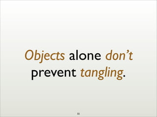 Objects alone don’t
prevent tangling.
55
 