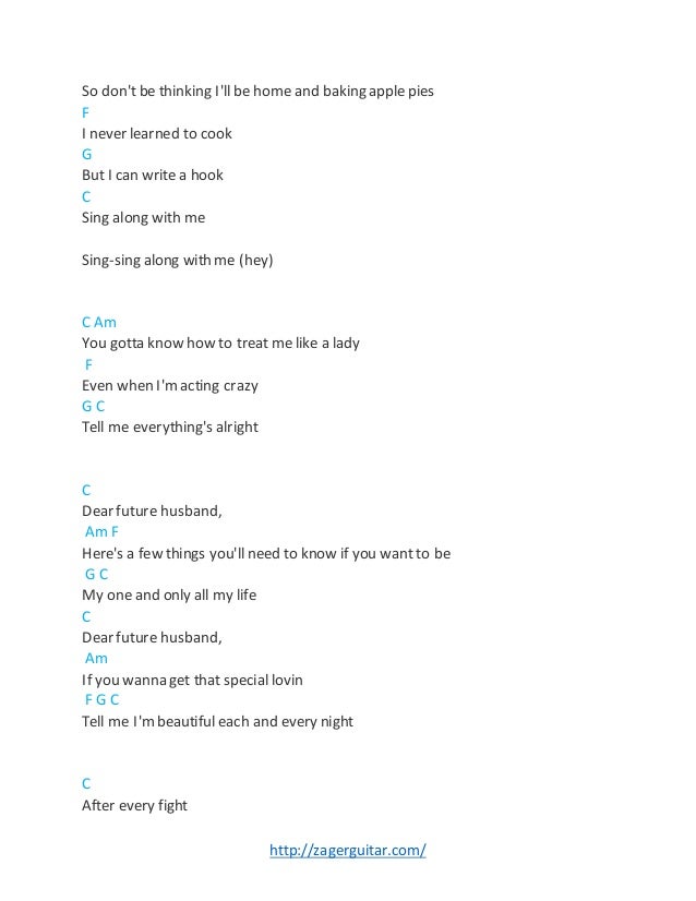 Dear Future Husband Meghan Trainor chords by Zager Reviews