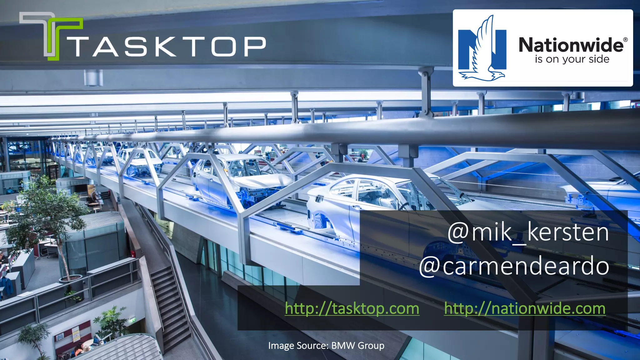 ©	Tasktop	2017 @mik_kersten			@carmendeardo© Tasktop 2016
@mik_kersten
@carmendeardo
http://tasktop.com http://nationwide.com
Image	Source:	BMW	Group
 