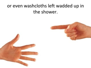 or even washcloths left wadded up in the shower. 