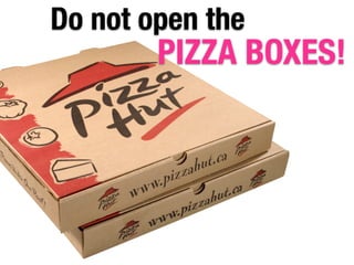 Do not open the
PIZZA BOXES!
 