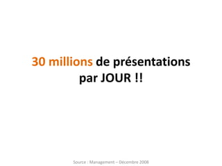 30 millions de présentations
         par JOUR !!




       Source : Management – Décembre 2008
 