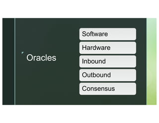 z
z
Oracles
Software
Hardware
Inbound
Outbound
Consensus
 