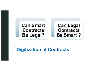 z
z
Digitization of Contracts
Can Smart
Contracts
Be Legal?
Can Legal
Contracts
Be Smart ?
 
