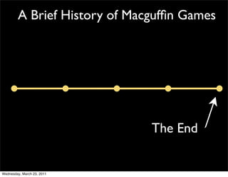 A Brief History of Macgufﬁn Games




                              The End


Wednesday, March 23, 2011
 