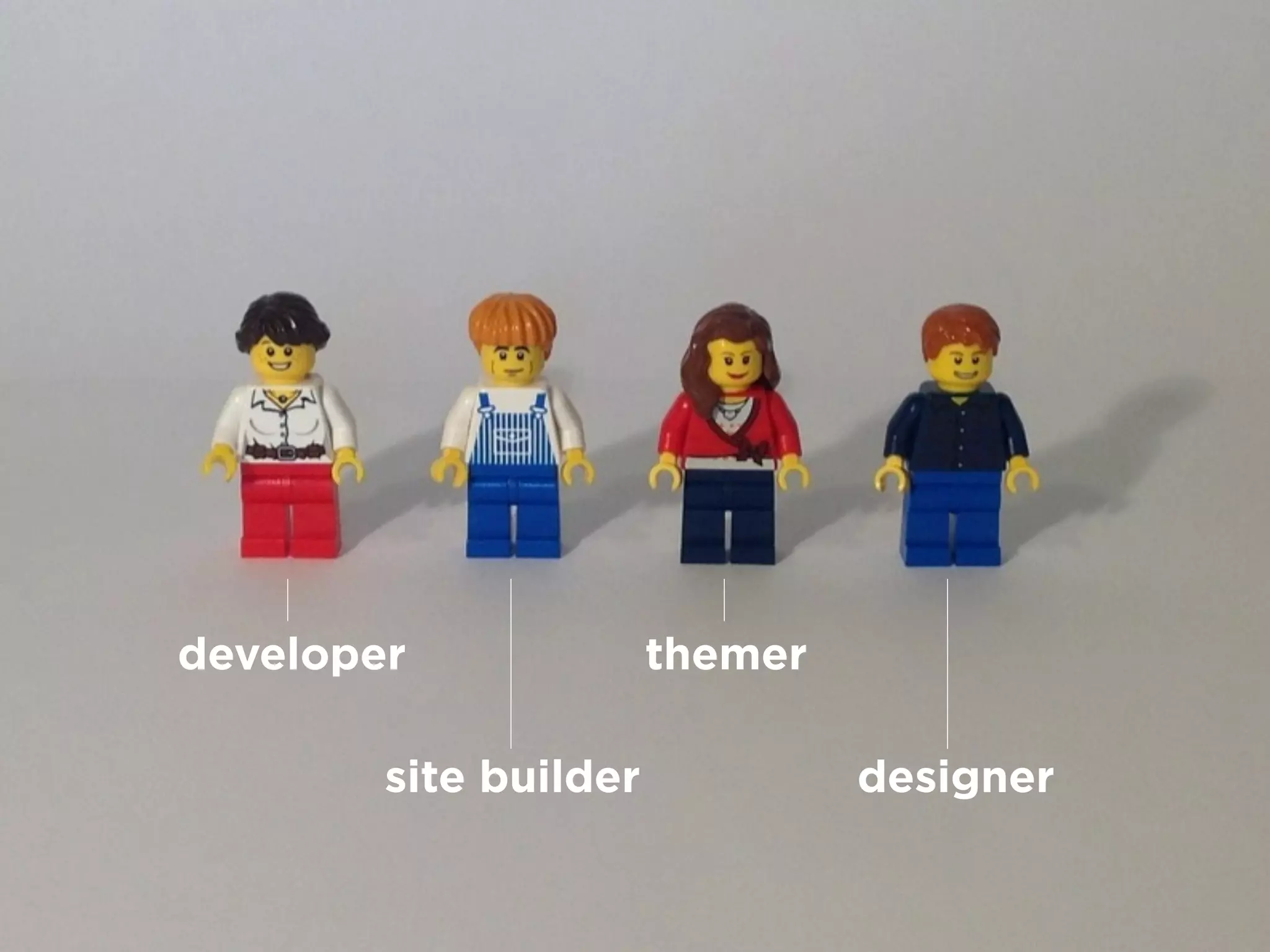 developer              themer

        site builder            designer
 