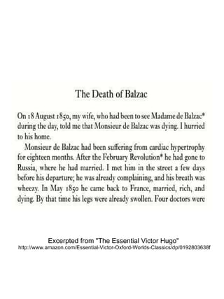 Excerpted from &quot;The Essential Victor Hugo&quot;  http://www.amazon.com/Essential-Victor-Oxford-Worlds-Classics/dp/0192803638f  