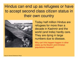 Hindus can end up as refugees or have
to accept second class citizen status in
           their own country
              ...