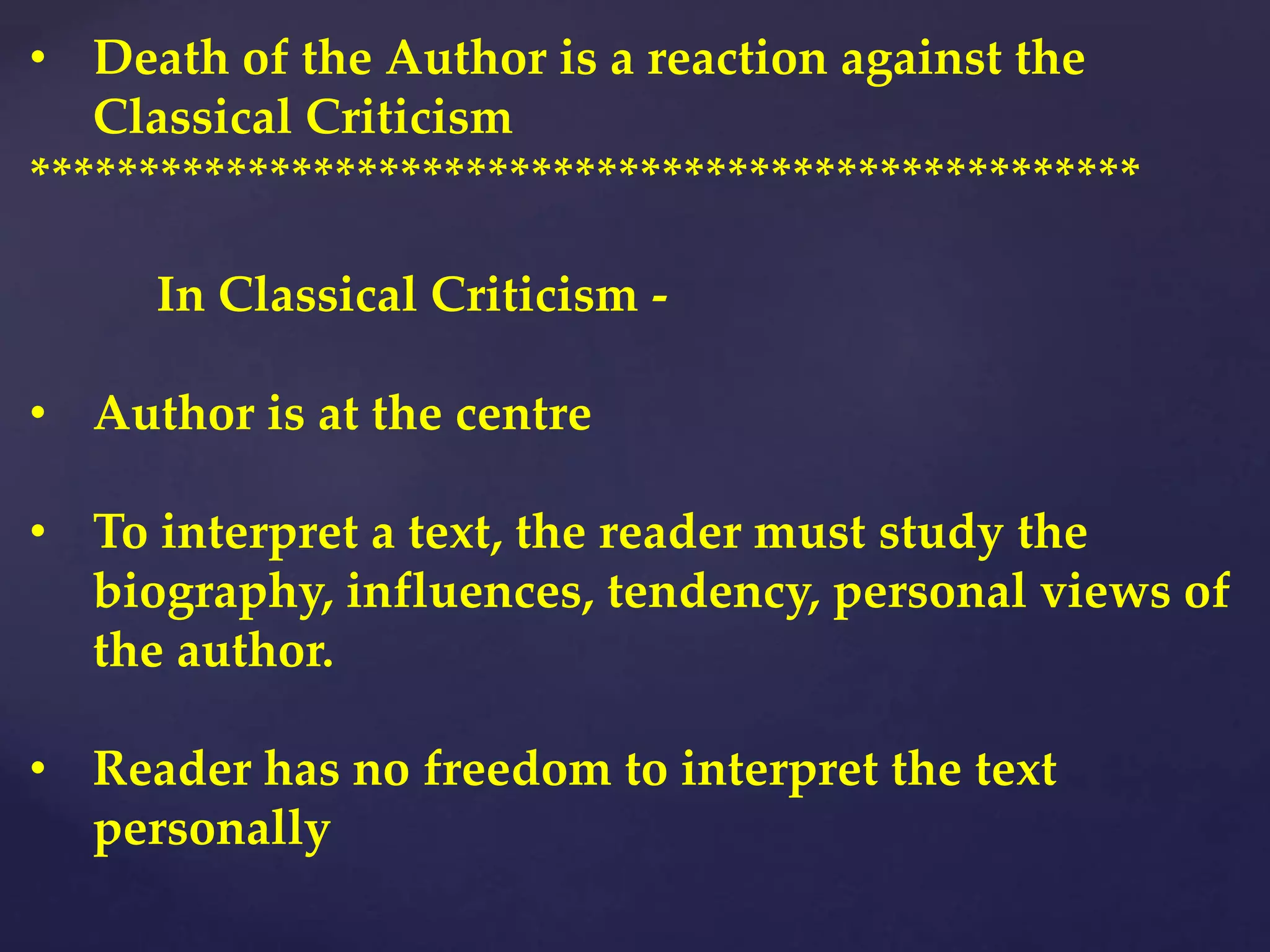 Barthes Death Of The Author Death of the Author by Roland Barthes .pptx