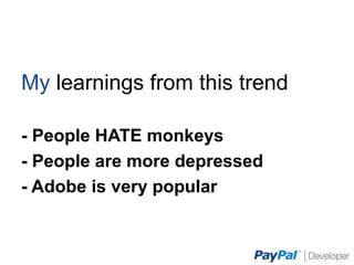 My learnings from this trend
- People HATE monkeys
- People are more depressed
- Adobe is very popular
 
