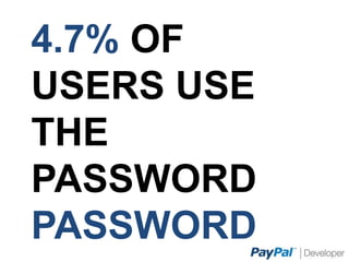 4.7% OF USERS USE THE
PASSWORD PASSWORD
 