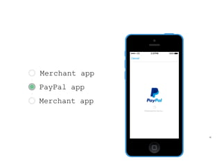 ￼ 
Merchant app 
PayPal app 
Merchant app 
Braintree_Dev. @cbetta | @braintree_dev 
 