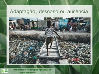 Tendências e Tecnologias Aplicadas ao
Meio Ambiente
Adaptação, descaso ou ausência
 