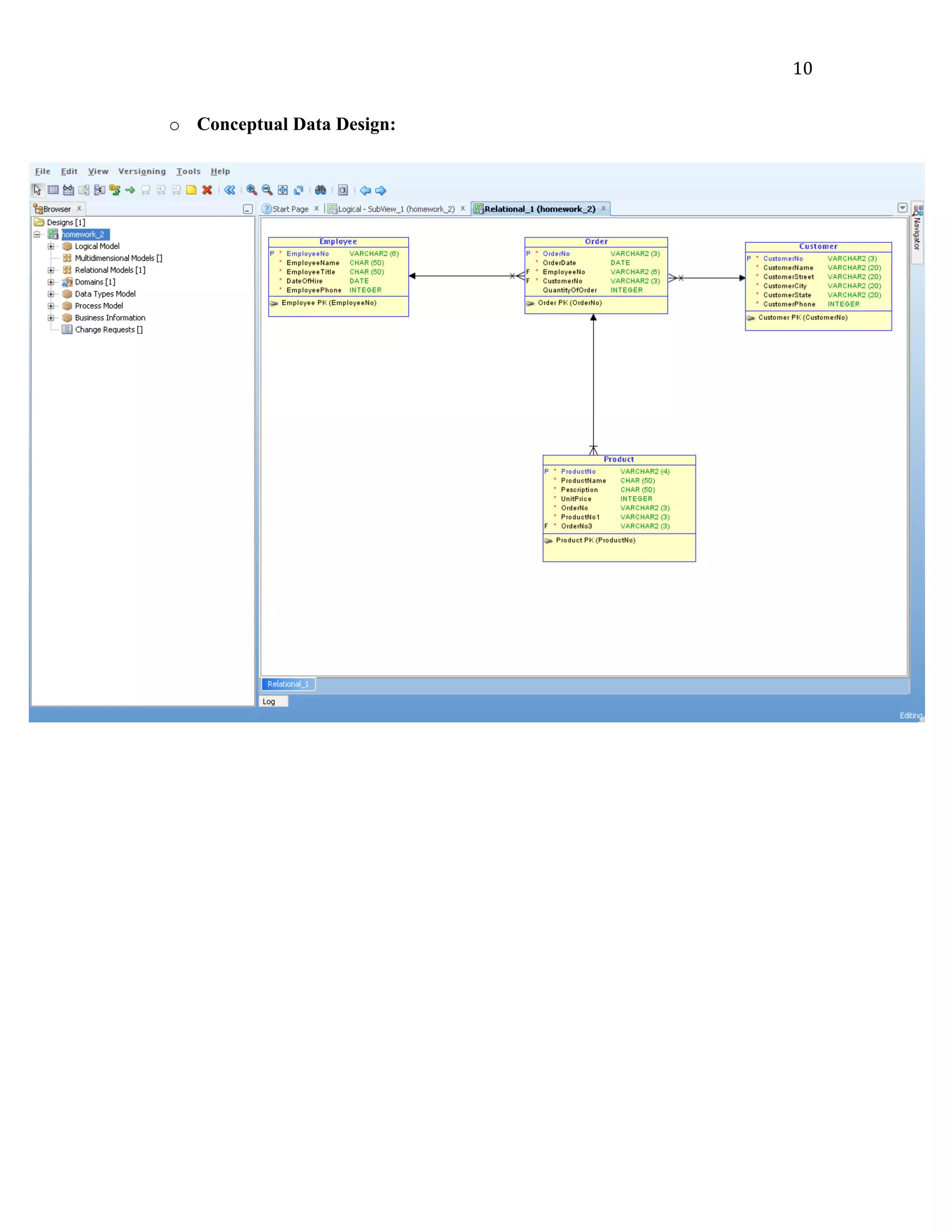   10	
  
o Conceptual Data Design:
 