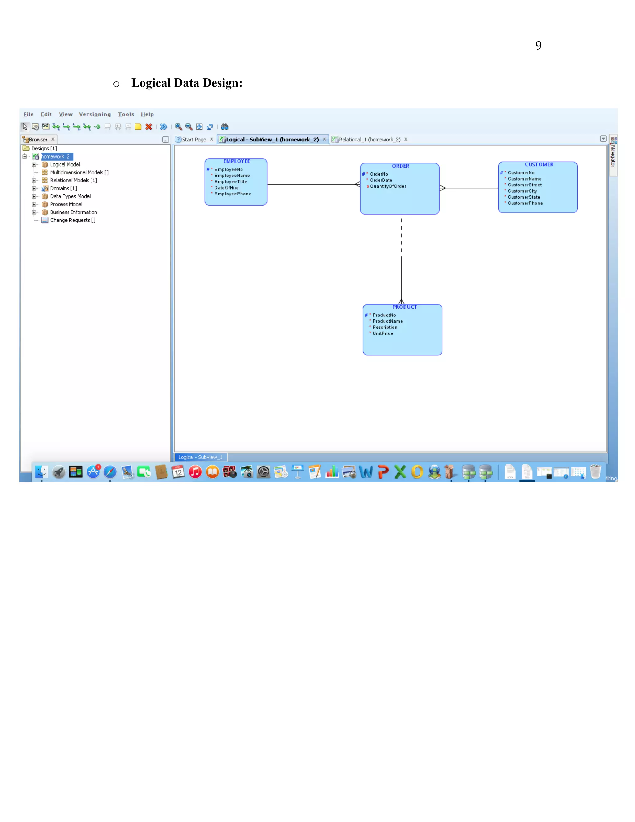   9	
  
o Logical Data Design:
 
