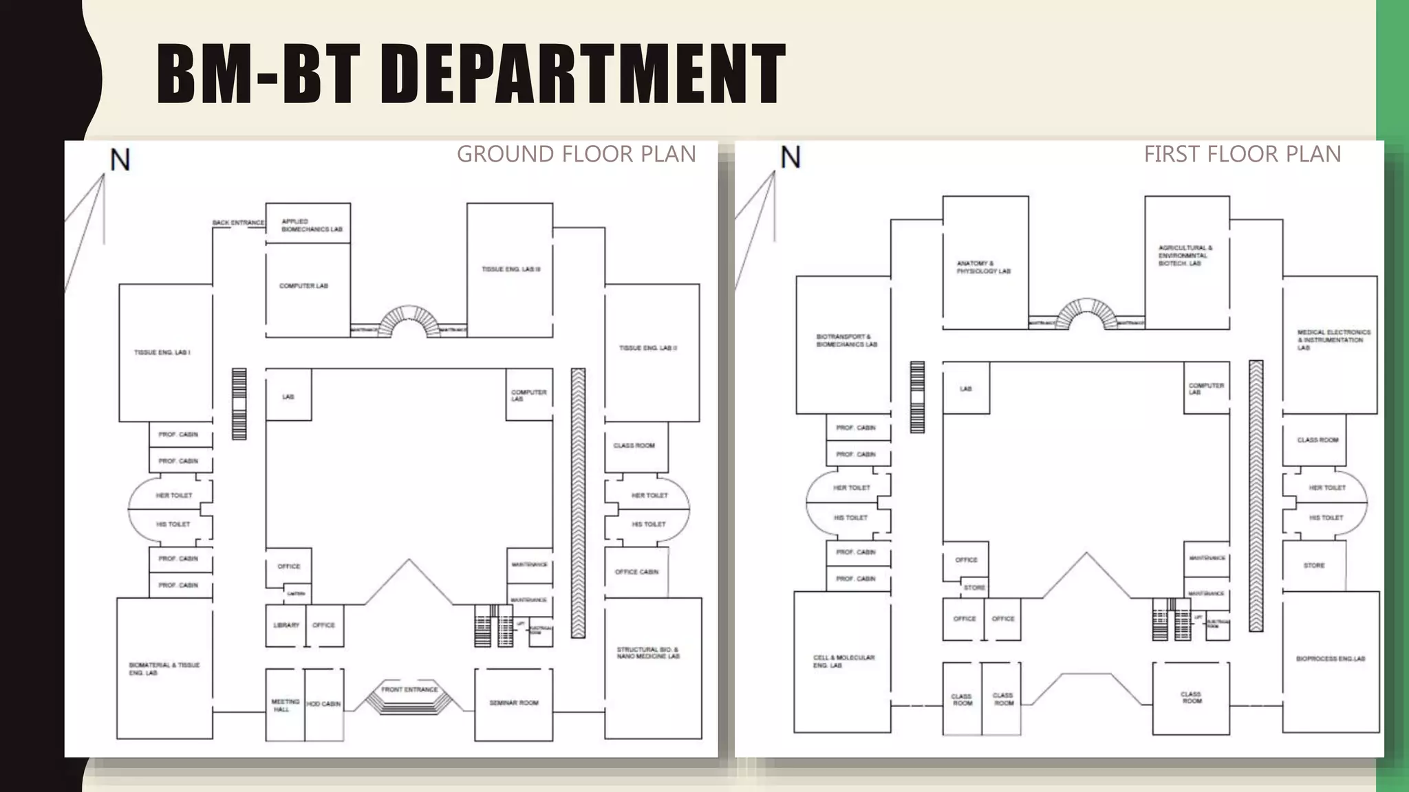 BM-BT DEPARTMENT
GROUND FLOOR PLAN FIRST FLOOR PLAN
 