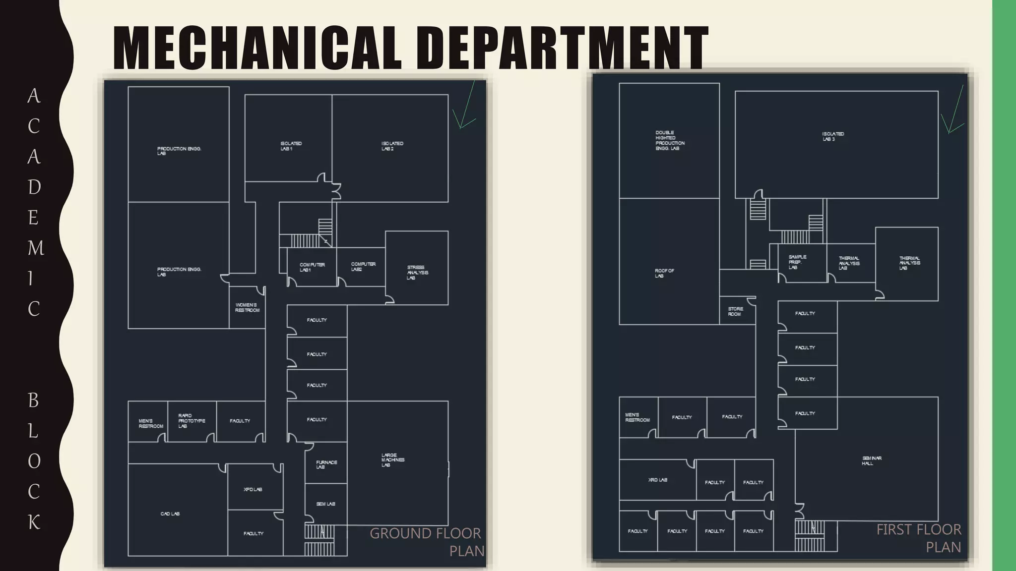 MECHANICAL DEPARTMENT
A
C
A
D
E
M
I
C
B
L
O
C
K GROUND FLOOR
PLAN
FIRST FLOOR
PLAN
 