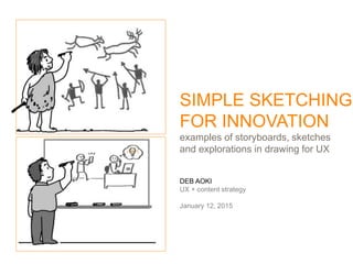 DEB AOKI
UX + content strategy
January 12, 2015
SIMPLE SKETCHING
FOR INNOVATION
examples of storyboards, sketches
and explorations in drawing for UX
 