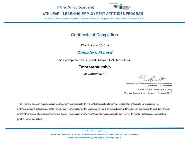 entrepreneurship certificate entrepreneur certificate