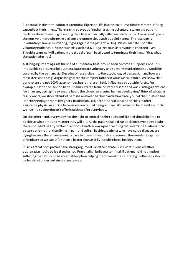 Pro Euthanasia Essay Sample, Research Paper - blogger.com pro euthanasia essay