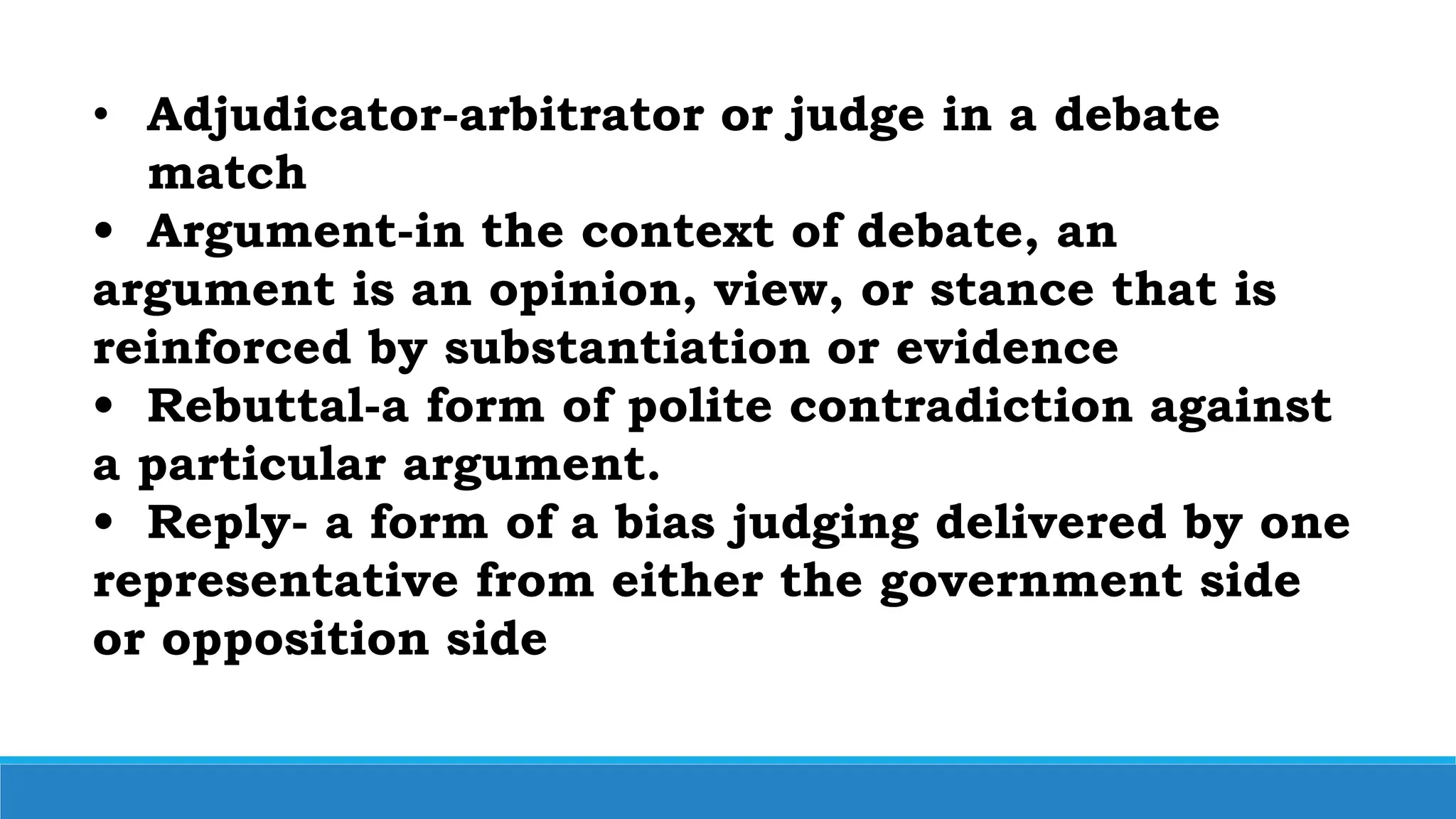 Debate formats-Asian Parliamentary procedure | PPTX