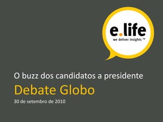 O buzz dos candidatos a presidente Debate Globo30 de setembro de 2010 