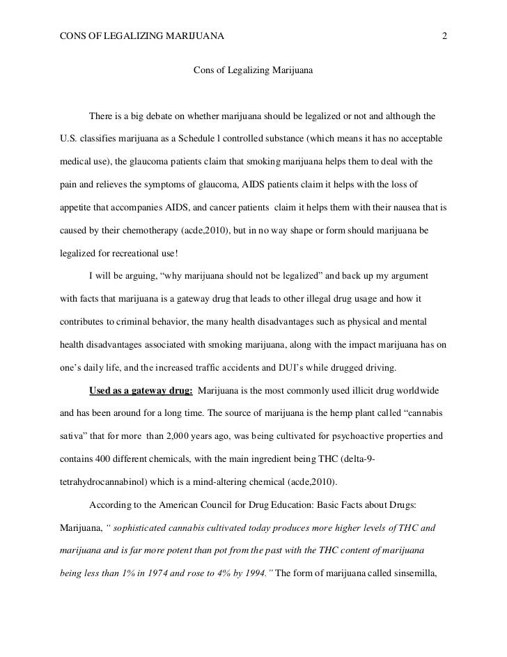 Research paper on legalization of drugs