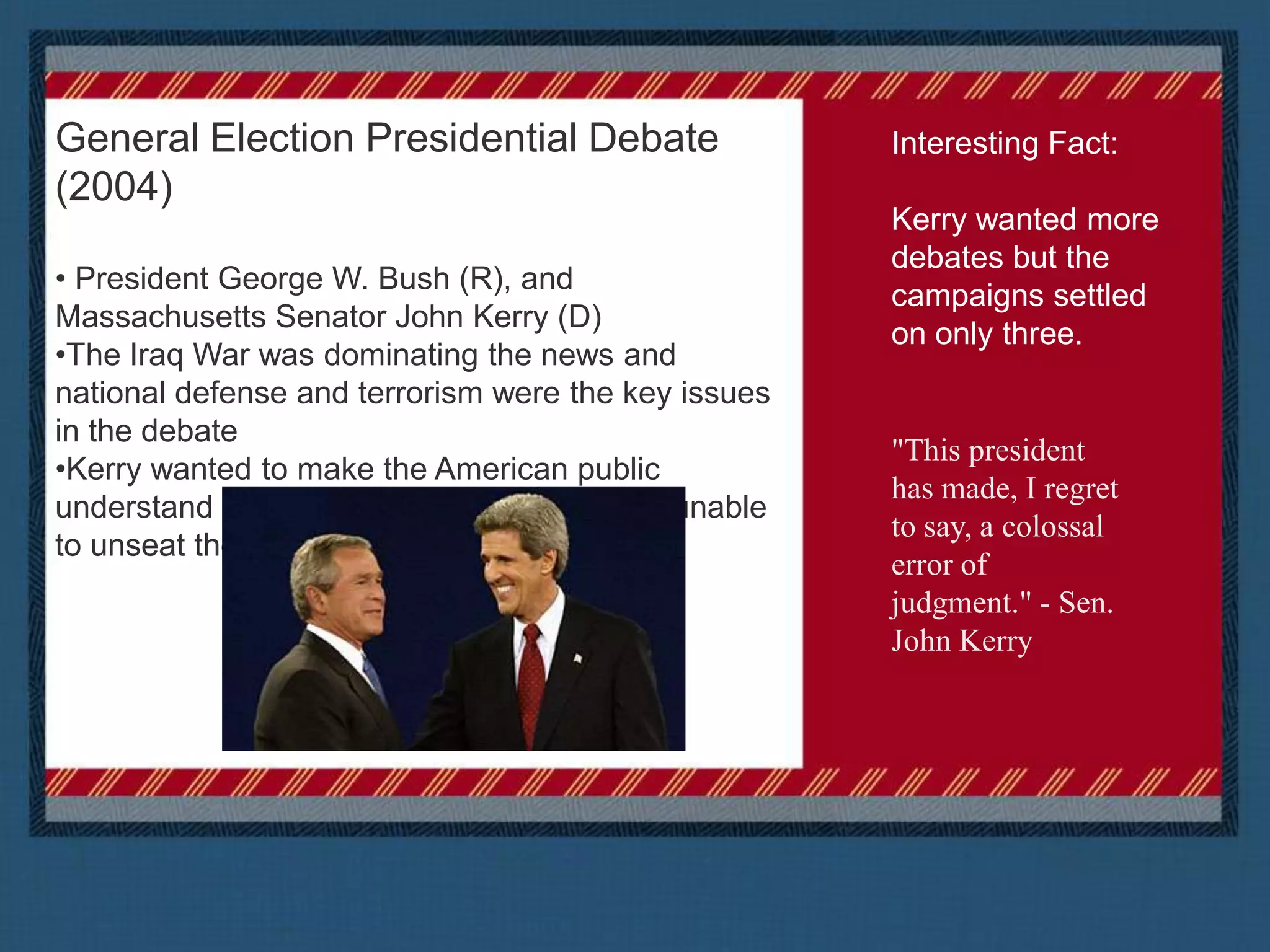 Bush successfully exploited Dukakis’ liberal views on certain issues and won the election.Interesting Fact:An interesting moment in the VP debate between Dan Quayle (R) and Lloyd Bentsen (D) when Bensten told Quayle he “was no Jack Kennedy.”http://www.youtube.com/watch?v=NRCWbFFRpnY