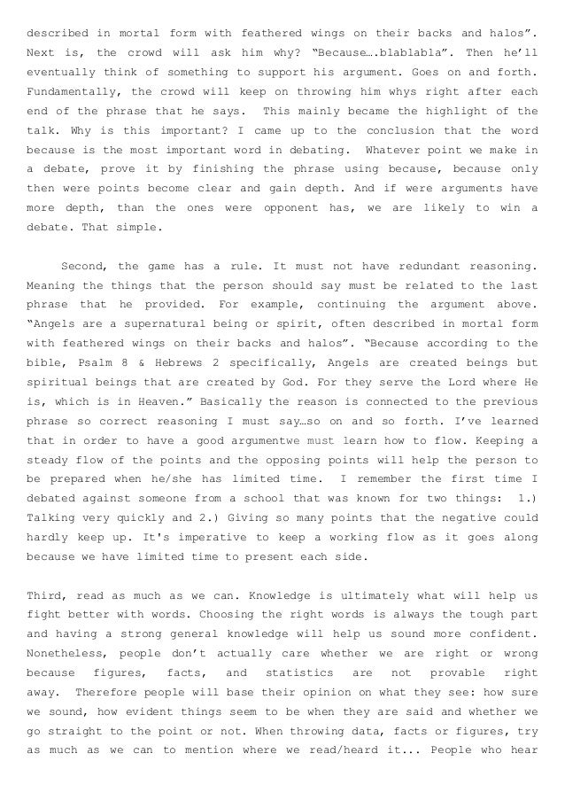Debate reflective essay picture