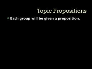  Each   group will be given a proposition.
 