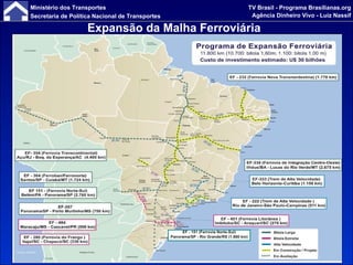Expansão da Malha Ferroviária   EF - 151 (Ferrovia Norte-Sul) Panorama/SP - Rio Grande/RS (1.600 km) 