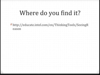 Where do you find it? http://educate.intel.com/en/ThinkingTools/SeeingReason 