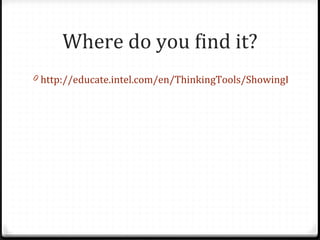 Where do you find it? http://educate.intel.com/en/ThinkingTools/ShowingEvidence 