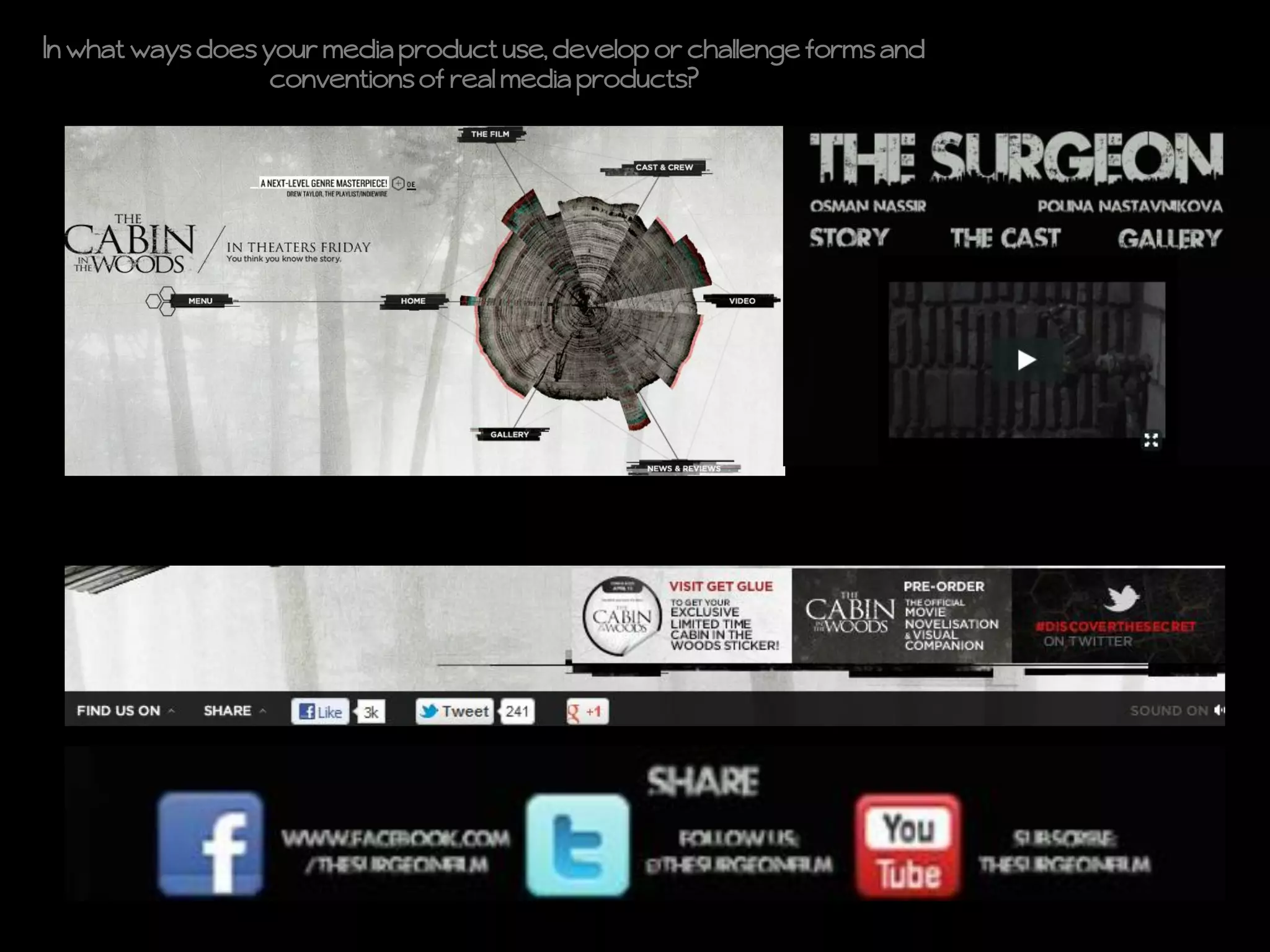 In what ways does your media product use, develop or challenge forms and
                   conventions of real media products?
 